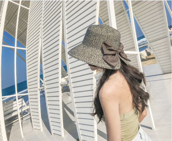 Parent-child Versatile Women's Bow Slit Straw Hat